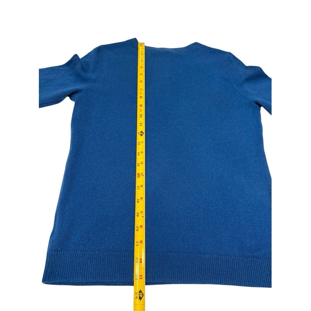 NWT Talbots Petite 100% Cashmere Blue Crew Neck Pullover Sweater PM ECU - Picture 4 of 11